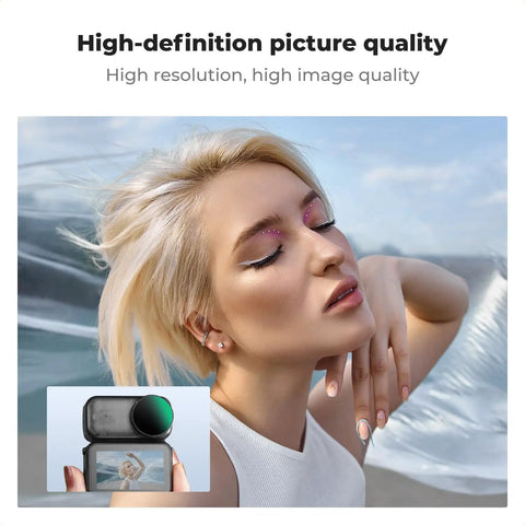 High-definition picture quality with ND CPL Filter Kit for DJI Osmo Nano Vlog Ready Camera. Shows vivid color capture of woman outside.