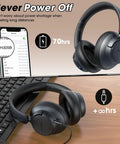 Upgraded Hybrid ANC Headphones With Transparent Modes, 70 Hour Playtime, Bluetooth Headphones With Mic, Deep Bass