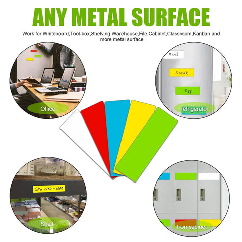Dry Erase Magnetic Labels 1x3 Pack Of 60 Write On Magnetic Stickers Waterproof And Reusable for office, fridge, shelf, cabinets