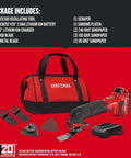 Powerful 20V Cordless Oscillating Tool Kit With 2.8 Degree Oscillation Angle, Variable Speed 8K-18K OPM, V20 Series, 14-Piece Set