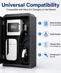 Beast Mode Weatherproof Ev Charger Enclosure With Premium Heavy Duty Pedestal Stand And Secure Combo Lock For Built Different Home Or Commercial Charging Installation. Open view with cable hanger and charger unit.