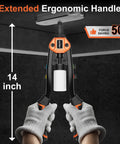 Heavy Duty 14 Inch Two-Handed Pop Rivet Gun Kit With 210 Rivets And Five Nosepieces for metal and automotive riveting shown in use