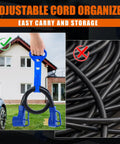 Adjustable cord organizer for Heavy Duty 50 Amp Rv Ev Extension Cord Nema 14 50P To 14 50R 3Ft Power Cable in hand.