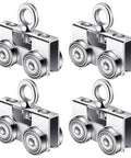 Four-Piece Ring-Style Electric Hoist Trolley Set For 1-5/8 Inch Wide Strut Channel, Silent Operation, Galvanized Wheel Trolleys