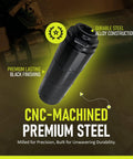 Beefy Heavy Duty CNC Machined 1/2x28 Threaded Enhancement Adapter With 3.8 Inch Precision Alignment Device in black finish