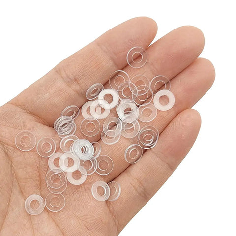 50 Pack M4 Nylon Clear Flat Washers Tough Sealant Gaskets For Faucet Plumbing Heavy Duty Transparent Plastic Spacers No Sweat DIY Hardware Upgrades Smooth Operator Pipe Fitting Replacement Parts