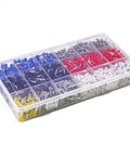 Insulated Copper Wire Ferrules Kit With Crimp Connectors And Cord End Terminals Crimp Pins 2100 Pieces For AWG 22 0.4mm2 Up To AWG 10 6.0mm2 Electrical Terminal Kit All In One For Auto Electronics displayed in a storage box