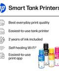 Refillable Ink Tank All-In-One Printer With Wireless, Scanner And Copier, Cartridge-Free Ink System, AI Enabled, 2 years ink included