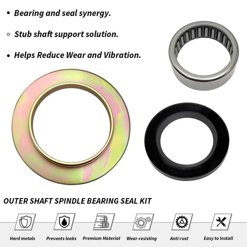 Beefed Up Outer Shaft Spindle Bearing Seal Kit for Dana 44 and 10 Bolt Front Axle with components visible