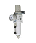 Heavy Duty Built To Last 3/8 Inch NPT Compressed Air Filter Regulator Piggyback Combo With Metal Bowl Gauge, Manual Drain, Bracket