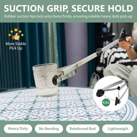 32 Inch Foldable Reacher Tool Set 2 Pack With Suction Cup Grips Heavy Duty Grabber For Seniors Indoor Outdoor Trash Picker Upper Back Friendly No Bending Needed Easy Reach For Hard To Reach Places