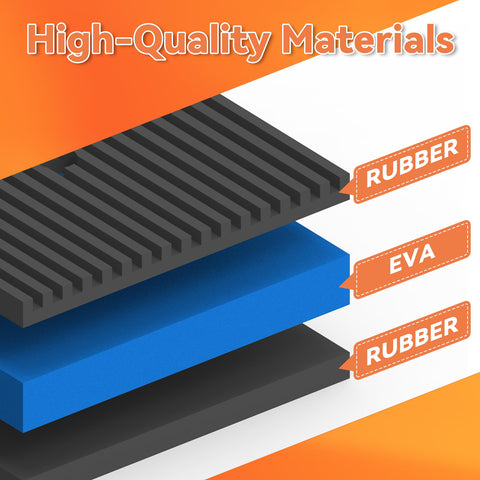 Heavy Duty Rubber Anti-Vibration Pad Kit 4x4 Inch With Blue EVA Center Isolation Pad layer breakdown