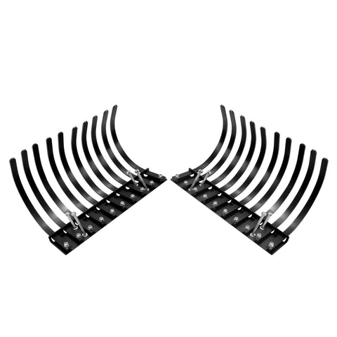 Heavy Duty ATV UTV Landscape Rake Implement with adjustable teeth, powder-coated steel, shown in detachable sections view.