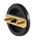 Dope Matte Black Tip Toe Bathtub Drain Stopper With Mushroom Overflow Faceplate One Half Inch Coarse Thread For Hella Smooth Step Control And Tight Fit Badass Zinc Hardware 50 Pack side view showing brass fittings and rubber seal.