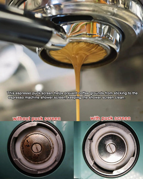 53.5mm Espresso Puck Screen Reusable 1.7mm Thick 100 Micron Stainless Steel Filter Mesh Plate For Espresso Portafilter installed