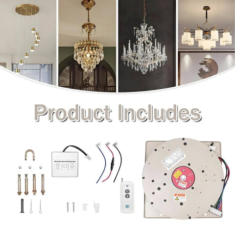Electric Chain Hoist Ceiling Lamp Lifter Heavy Duty Wireless Remote And Wall Switch Workhorse Motor parts and accessories set.
