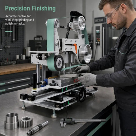 Drop Dead Solid 1500W Belt Grinder Sander 2X72 Variable Speed Floor Machine controlling precision grinding and polishing.
