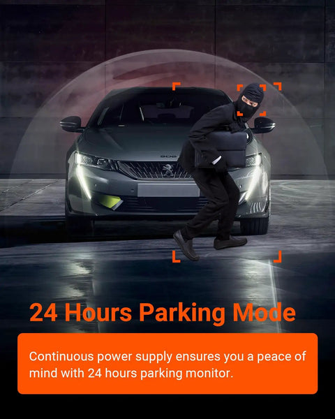 5 Level Adjustable Dash Cam Hardwire Kit No Brainer Install With Parking Mode And 14 Foot USB C Cable in action at night