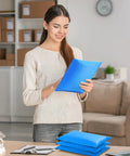 Woman holding Blue Large Bubble Mailers 12x16 Inch 25 Pack Usable 12x15 Inch Self Seal Padded Envelopes Waterproof Heavy Duty