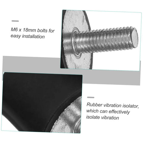 4 Pack Shock Absorber Mounts For Isolation Of Fitness Equipment Quiet Vibration Damping Isolators With Easy Install Bolts, M6 x 18mm close-up