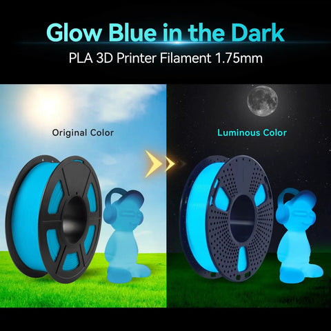 Glow In The Dark PLA Filament 4Kg Bundle For 3D Printing With Phosphorescent Plastic Wire Offering Blue Green Red Yellow Dope Hues That Just Straight Up Glows Under Ultraviolet Light For Knockout Night Projects