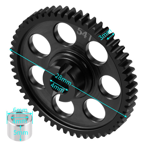 Steel Spur Gear 54T Main Gear For 1 18 Scale Traxxas LaTrax Teton Rally SST with dimensions highlighted