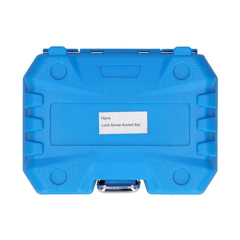 Blue carrying case for 12 Piece Car Spline Bit Set Master Kit with compact design for auto maintenance repair and easy storage.