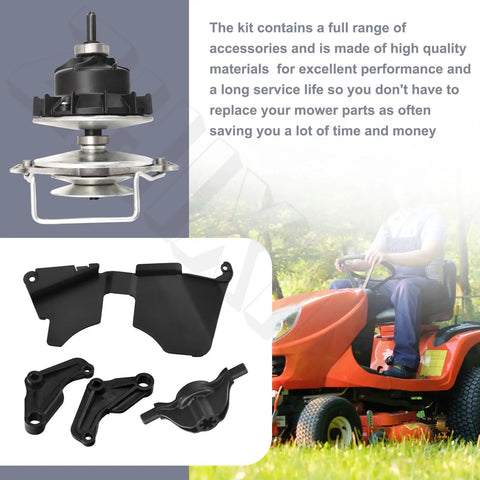 RS800 Transmission Driver Kit For Husqvarna And Craftsman with parts layout and lawnmower in background