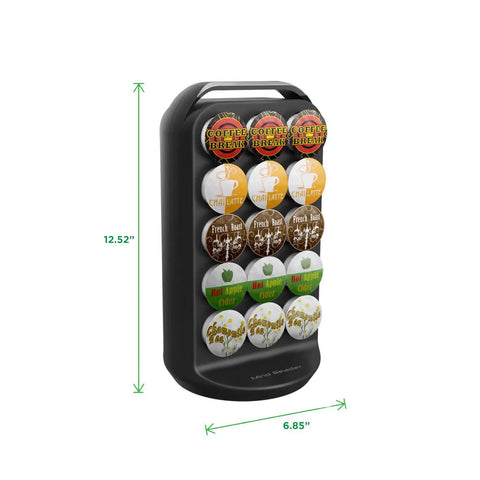 30 Pod Capacity Single Serve Coffee Pod Storage, Countertop Carousel Organizer In Black, 12.52 inches tall