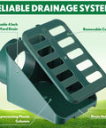 Angled Lawn Drain Grate 2 Pack, 4 Inch Green Yard Drainage Grate with removable cover and drain holes, side view