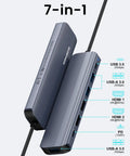 Beast 7-in-1 USB C Hub Dock For Laptops With Dual 4K HDMI 60Hz, 100W PD Pass Through, 3 USB 3.0 Ports, USB C Data Port