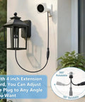 3 Outlet Light Socket Adapter For E26 E27 Bulbs To Extend Power Outdoors in use on outdoor wall with extension cord visible