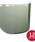 Green Aluminum-Bound Face Shield Window 9 x 15.5 x 0.04 Inch With Universal Pin Mount Fits Hard Hat Interchange System Case Of 12