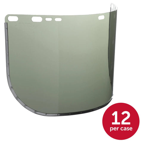 Green Aluminum-Bound Face Shield Window 9 x 15.5 x 0.04 Inch With Universal Pin Mount Fits Hard Hat Interchange System Case Of 12