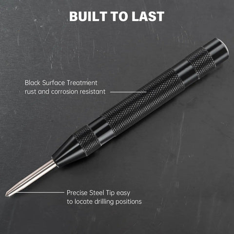 Heavy Duty Automatic Center Punch Featuring Adjustable Spring Tension And Anti Slip Knurled Grip for precise drilling marks.