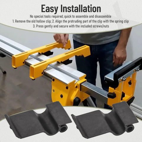 Heavy Duty Miter Saw Mounting Brackets Kit For Stand Compatibility With DW7231 DE7023 DE7033 DE7025 DWX723 DWX724 DWX725 DWX725B DW730 And More Quick No Sweat Install With No Special Tools N08736 N087366 N087367 N087369 N087371 shown during installation on stand