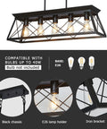 Five Light Farmhouse Pendant Ceiling Fixture For Dining Room Over Table And Kitchen Island Modern Black Chandelier