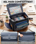 Open view of Rolling Teacher Tote Bag With Accordion File Organizer And Fifteen Point Six Inch Laptop Compartment Five Wheel Design