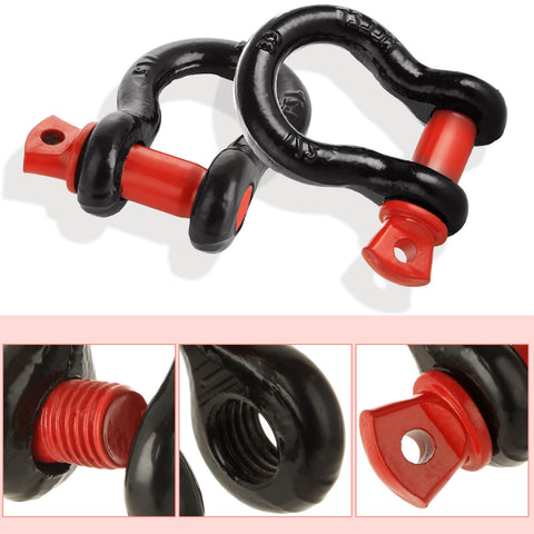 Eight Pack One Half Inch D Ring Shackles, Screw Pin Beefy Heavy Duty Gear For Towing And Off Road Recovery, close-up on screw pin