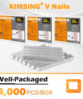 Pro Grade 30 Gauge Carbon Steel V Nails 7MM Length By 10 3MM Width For Nail Techs 4000 Piece Bulk Box displayed with packaging.