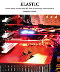 30 Count Durable Silicone Fan Mount Screws For Computer Cases in a PC chassis, showcasing soft silicone screws reducing noise.