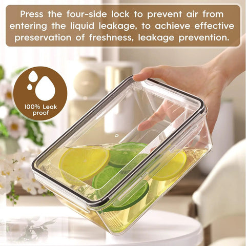Person holding Airtight 50 Piece Food Storage Set With Lids For Meal Prep, Leak Proof BPA Free Plastic Containers, rectangular shape