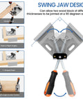 Heavy Duty Corner Clamp 4 Pack 90 Degree Right Angle Clamp with Adjustable Aluminum Alloy Swing Jaw and Single Handle, various uses.