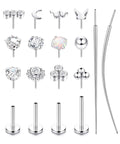 Dope Threadless Nose Ring Set In 14K Gold Filled, 20G 18G 16G Nose Studs For Women And Men on white background