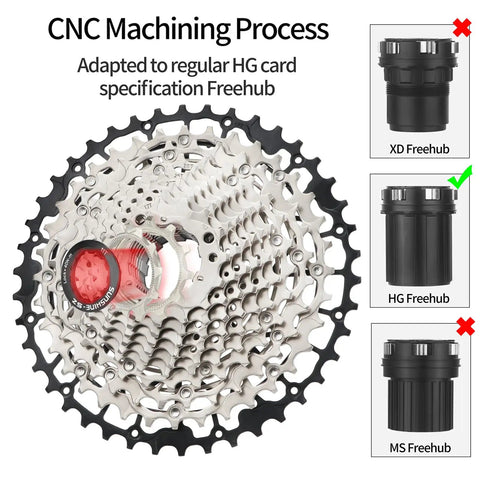 CNC machined Ultra Light 10 11 12 13 Speed Bike Cassette 11 To 52T For Mountain Road XC DH AM, fits Shimano HG Freehub