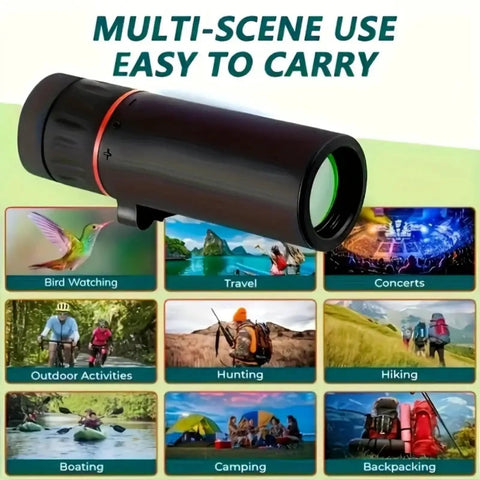 Pocket Sized Handheld Monocular Telescope 8x21mm With BAK4 Prism For Bird Watching Fishing Travel And Scenic Views Ideal For Outdoors Grab And Go Explorations shown with multi-scene use