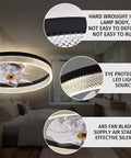 Low Profile Flush Mount Ceiling Fan With Light And Remote Control, 20 Inch DC Quiet 6 Speed, Eye Protection LED, Black