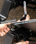 12 Pack Five Eighth Inch Trailer Hitch Pins And Clips With Galvanized Coated Vinyl Black Grip Solid Steel Trailer Accessories Fits Two Inch Receivers installed.