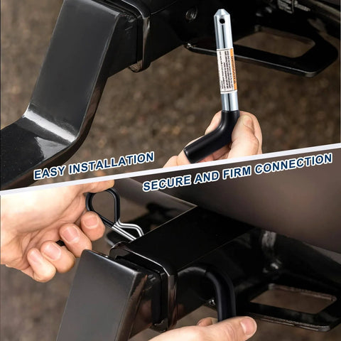 12 Pack Five Eighth Inch Trailer Hitch Pins And Clips With Galvanized Coated Vinyl Black Grip Solid Steel Trailer Accessories Fits Two Inch Receivers installed.