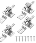 4 Pack Heavy Duty Elbow Latch Set, Silver Finished Solid Brass Cabinet Door Catch For RV, Cupboard, Wardrobe And Window, Screws Included